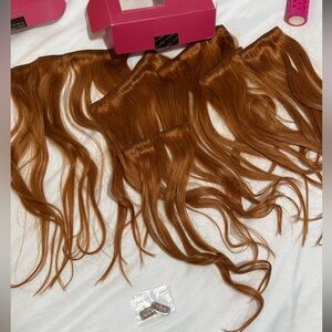Wennalife 7 piece human hair clip in extensions 16" 
Auburn ginger redhead